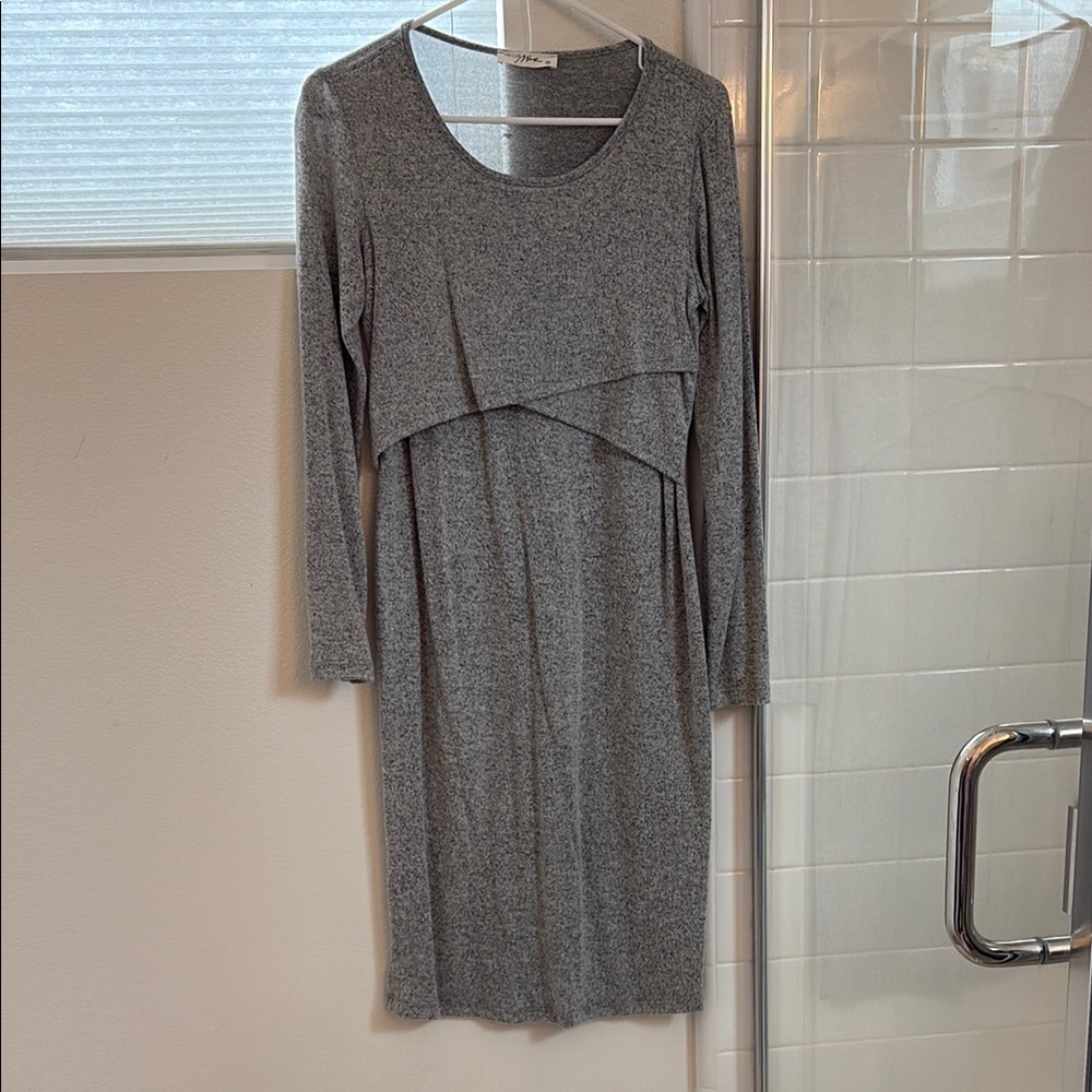 PINKBLUSH Hello MIZ brushed knit long sleeve maternity wrap dress